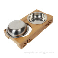 Feeders Luxury Pet Bowls With Elevated Bamboo Stand